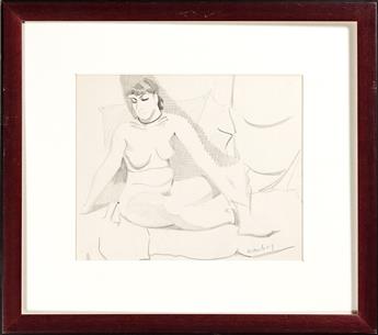 MILTON AVERY Seated Nude with Velvet Ribbon.